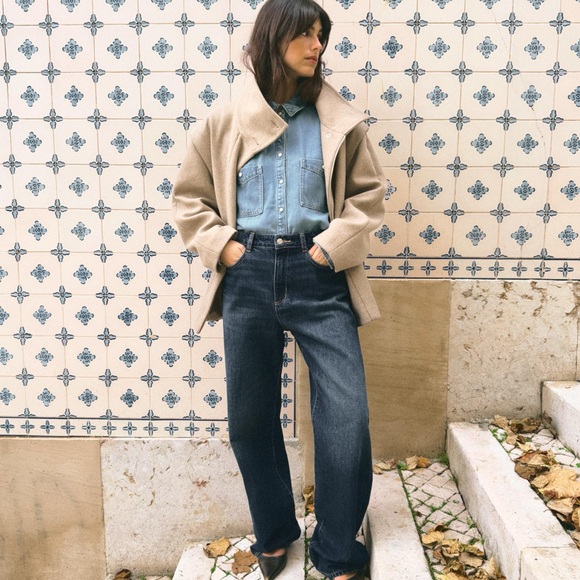 Zara SHORT WOOL COAT WITH HIGH NECK - Picture 3 of 8